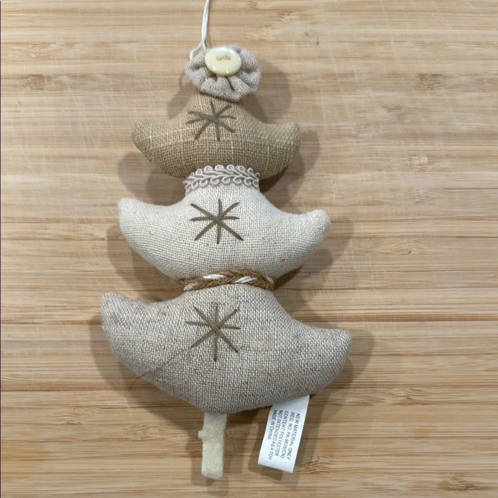 Felt Angel Tree Star Ornament Set - White Brown Gold and Tan NWOT